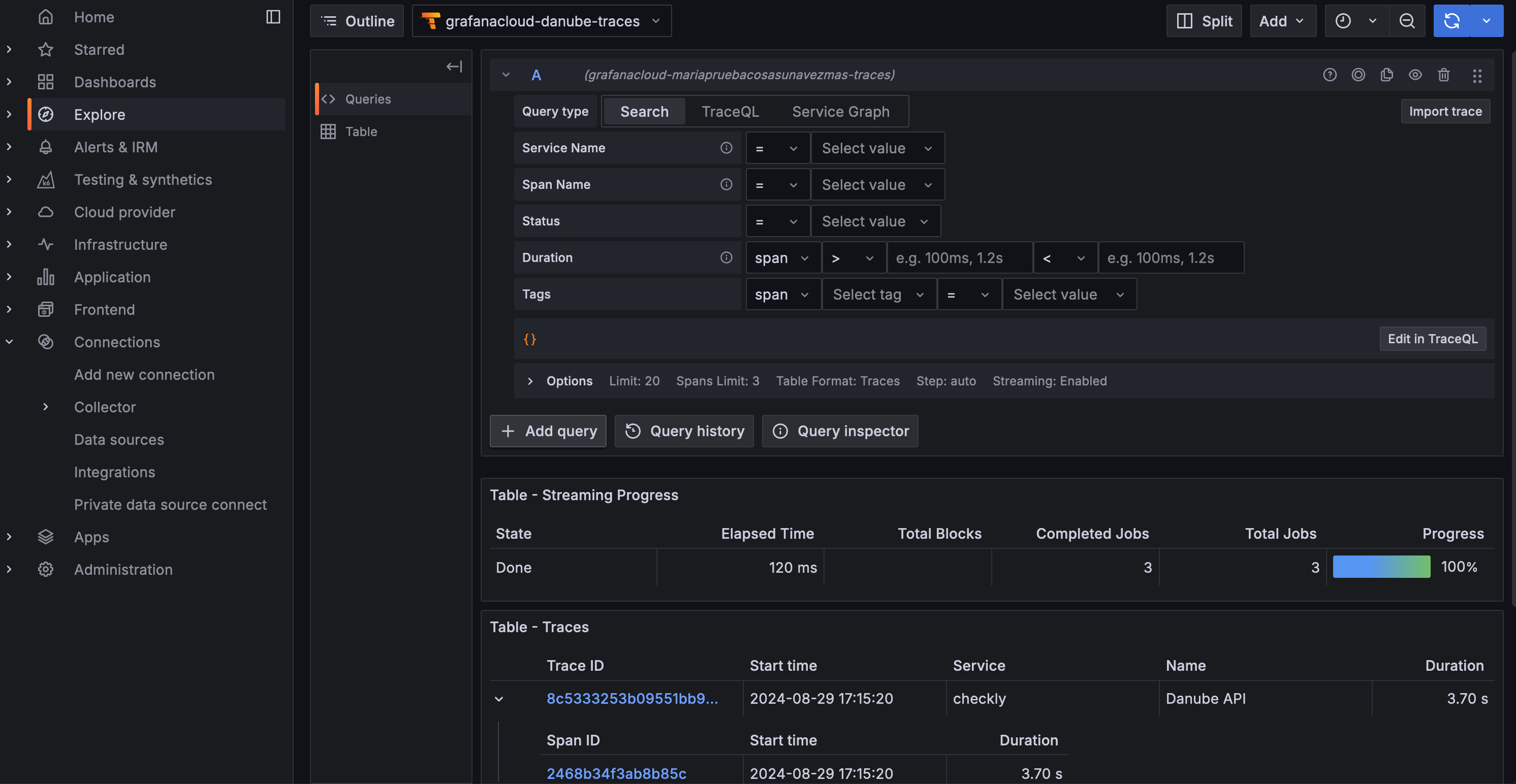 See Checkly Traces in Grafana